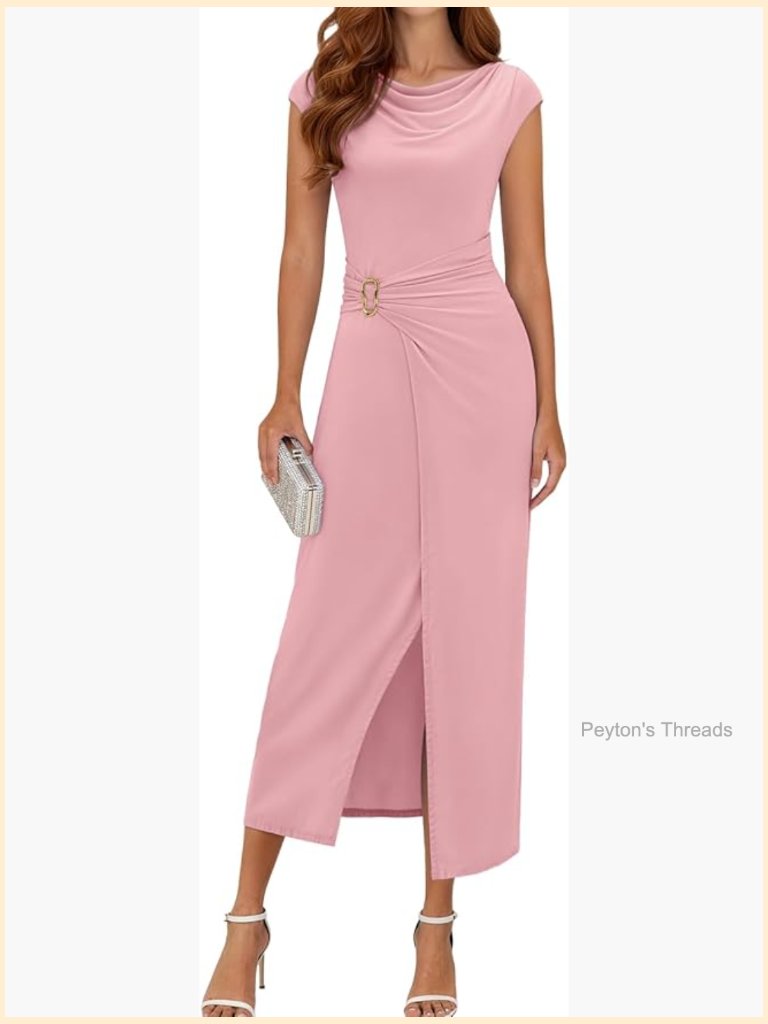 Recycled Content Cowl Neck Midi Dress With Slit